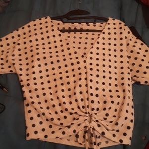 White Blouse Top with polka dot pattern